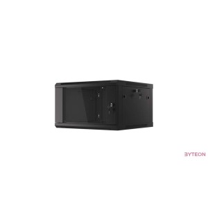 Lanberg 19'' fali rack szekrény 6U 600x600mm fekete (üvegajtó)