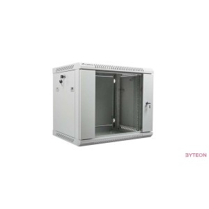Lanberg 19'' fali rack szekrény 9U 600x450mm szürke (üvegajtó)