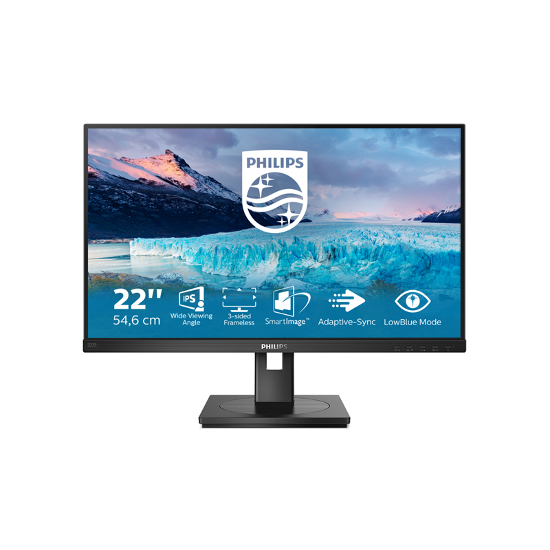 Philips S Line 222S1AE/00 számítógép monitor 54,6 cm (21.5") 1920 x 1080 pixelek Full HD LCD Fekete