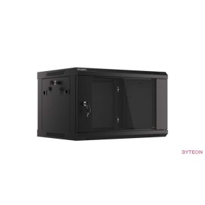 Lanberg 19'' fali rack szekrény 6U 600x450mm fekete (üvegajtó)