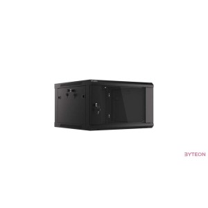 Lanberg 19'' fali rack szekrény 6U 600x600mm fekete (üvegajtó)