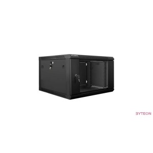 Lanberg 19'' fali rack szekrény 6U 600x600mm fekete (üvegajtó)