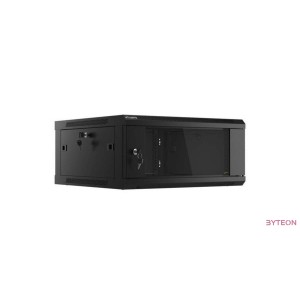 Lanberg 19'' fali rack szekrény 4U 600x600mm fekete (üvegajtó)