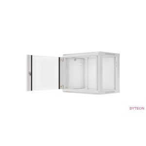 Lanberg 19'' fali rack szekrény 9U 600x450mm szürke (üvegajtó)