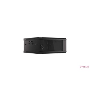 Lanberg 19'' fali rack szekrény 4U 600x600mm fekete (üvegajtó)