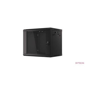 Lanberg 19'' fali rack szekrény 9U 600x450mm fekete (üvegajtó)