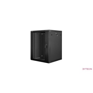 Lanberg 19'' fali rack szekrény 15U 600x600mm fekete (üvegajtó)