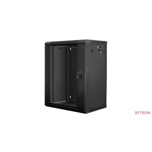 Lanberg 19'' fali rack szekrény 15U 600x450mm fekete (üvegajtó)