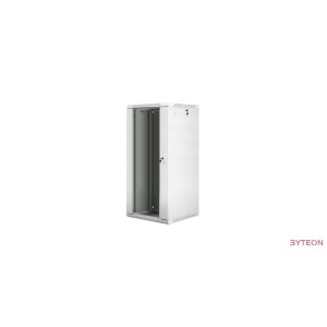 Lanberg 19'' fali rack szekrény 27U 600x600mm szürke (üvegajtó)