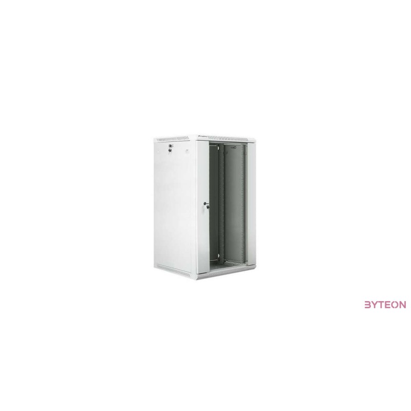 Lanberg 19'' fali rack szekrény 22U 600x600mm szürke (üvegajtó)