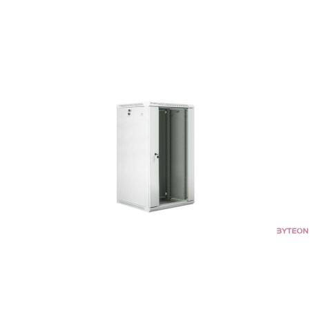 Lanberg 19'' fali rack szekrény 22U 600x600mm szürke (üvegajtó)