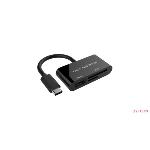 Gembird compact USB Type-C SDXC combo card reader, OTG, black