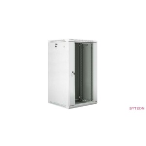 Lanberg 19'' fali rack szekrény 22U 600x600mm szürke (üvegajtó)
