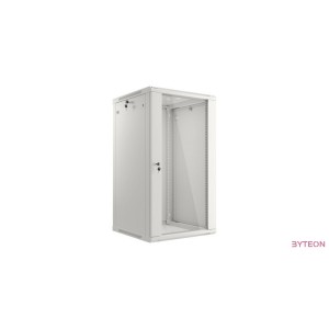Lanberg 19'' fali rack szekrény 22U 600x600mm szürke (üvegajtó)