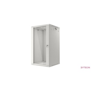 Lanberg 19'' fali rack szekrény 22U 600x600mm szürke (üvegajtó)