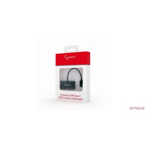 Gembird compact USB Type-C SDXC combo card reader, OTG, black