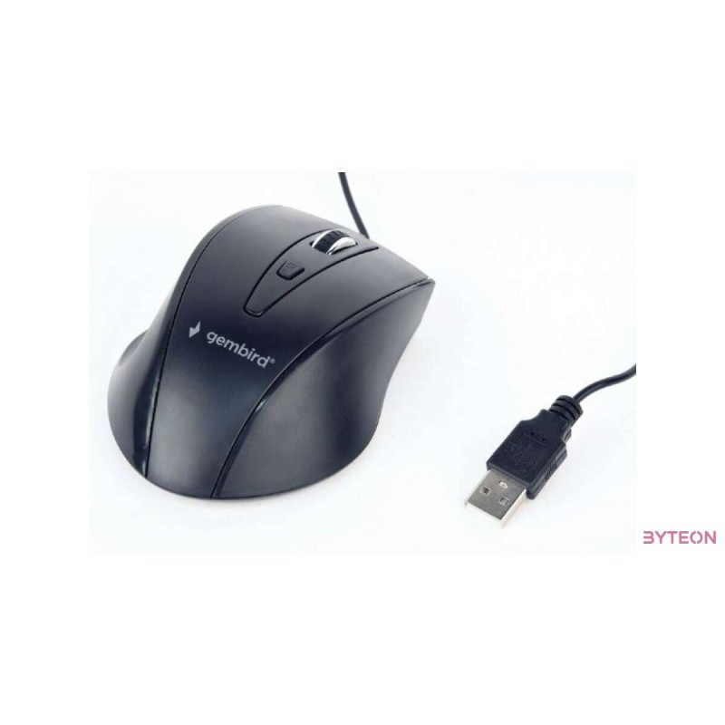Gembird optical mouse MUS-4B-02, 1200 DPI, USB, Black, 1.35m cable length