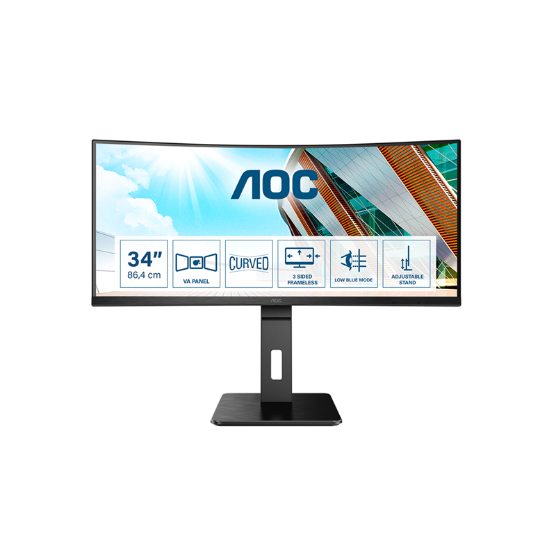 AOC P2 CU34P2A LED display 86,4 cm (34") 3440 x 1440 pixelek Quad HD Fekete