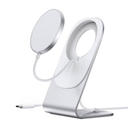 Choetech H047 holder with magnetic wireless charger (silver)