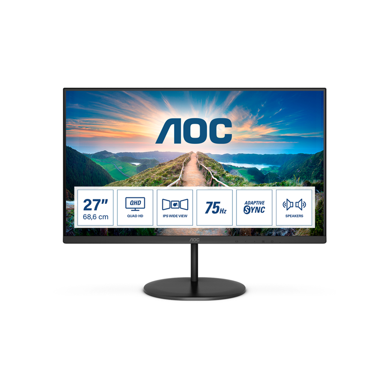 AOC V4 Q27V4EA LED display 68,6 cm (27") 2560 x 1440 pixelek 2K Ultra HD Fekete