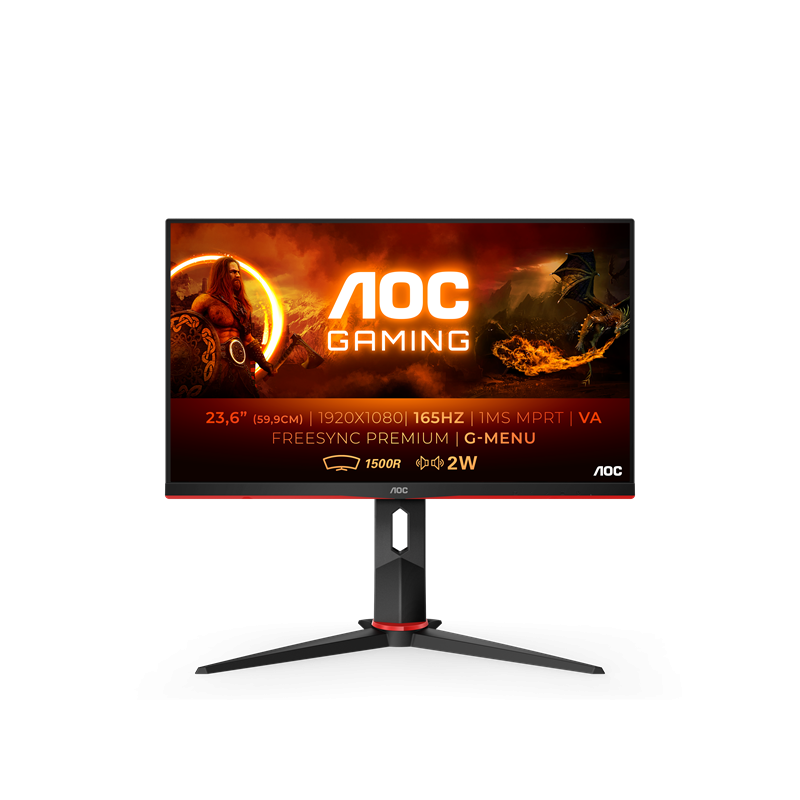 AOC G2 C24G2AE/BK számítógép monitor 59,9 cm (23.6") 1920 x 1080 pixelek Full HD LED Fekete, Vörös