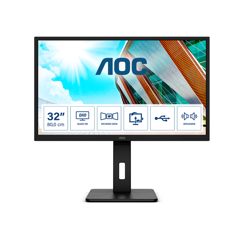 AOC P2 Q32P2 számítógép monitor 80 cm (31.5") 2560 x 1440 pixelek 2K Ultra HD LED Fekete