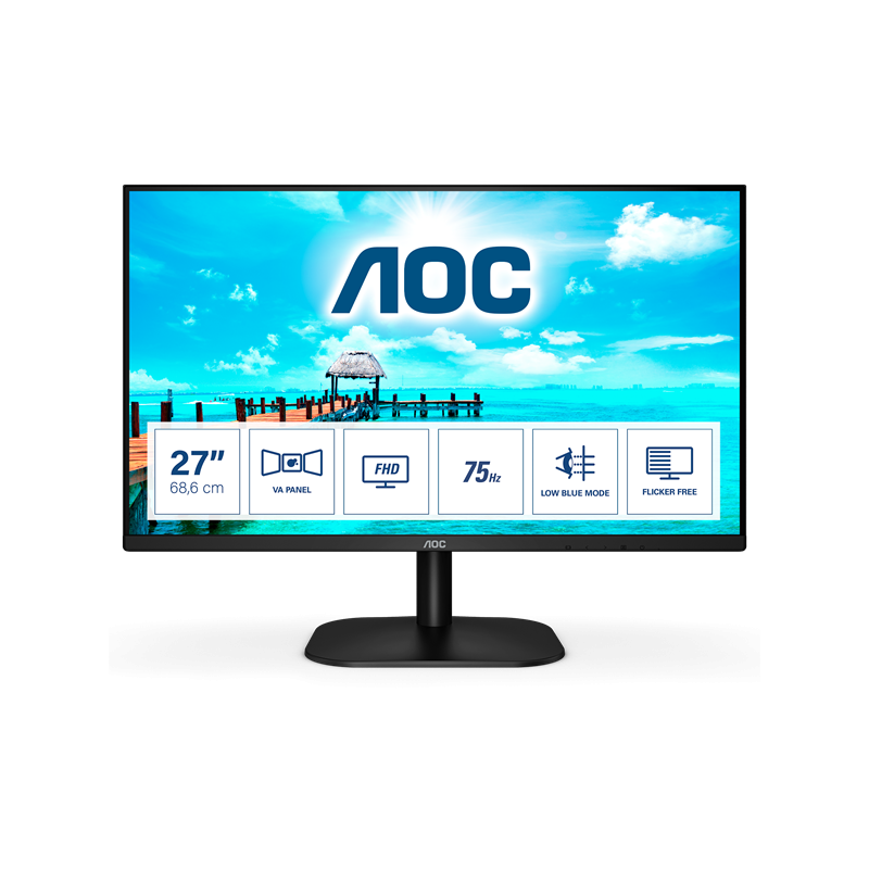 AOC 27B2DM számítógép monitor 68,6 cm (27") 1920 x 1080 pixelek Full HD Fekete