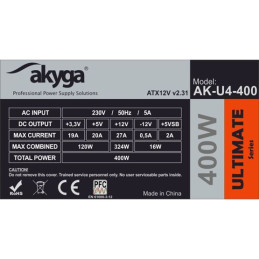 Akyga Ultimate ATX Power Supply 400W AK-U4-400 80+Bronze Fan12cm P8 4xSATA PCI-E