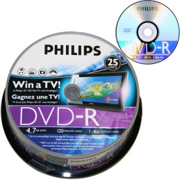 Philips DVD-R 4,7Gb 16x Hengeres 25db/csomag (5-ös címke)