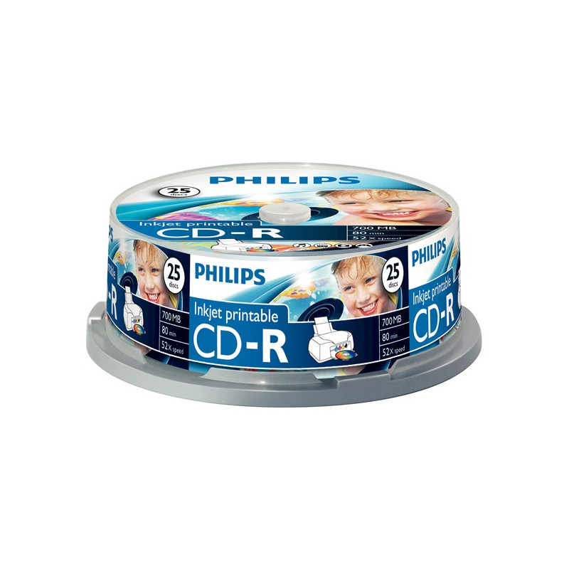 Philips CD-R80IWx25 cake CD-R írható CD lemez 700MB nyomtatható 25db