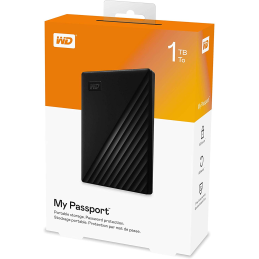 WD My Passport Portable Storage 1TB, USB 3.0 Micro-B, Fekete