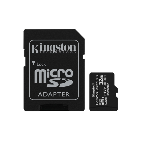 Kingston 32GB microSDHC Canvas Select Plus 100R A1 C10 Card + adapterrel