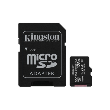 Kingston 128GB microSDXC Canvas Select Plus 100R A1 C10 Card + adapterrel