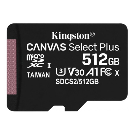 Kingston 512GB microSDXC Canvas Select Plus 100R A1 C10 Card 