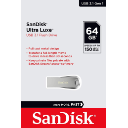 Sandisk Ultra Luxe USB flash meghajtó 64 GB USB A típus 3.2 Gen 1 (3.1 Gen 1) Ezüst