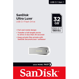 Sandisk Ultra Luxe USB flash meghajtó 32 GB USB A típus 3.2 Gen 1 (3.1 Gen 1) Ezüst