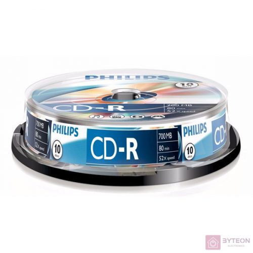 Philips CD-R 80 52x 10db/henger (10-es címke)