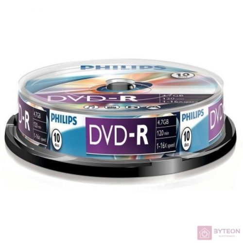 Philips DVD-R 4,7Gb 16x Hengeres 10db/csomag (10-es címke)