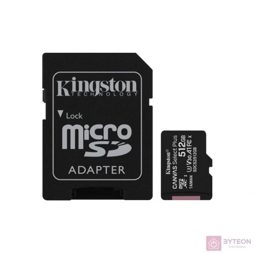 Kingston 512GB microSDXC Canvas Select Plus 100R A1 C10 Card + adapterrel