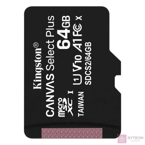 Kingston 64GB microSDXC Canvas Select Plus 100R A1 C10 Card adapter nélkül