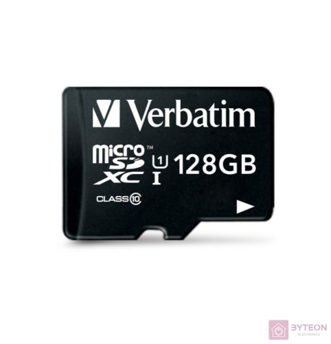 VERBATIM Memóriakártya, Micro SDXC, 128GB, Class 10, adapterrel