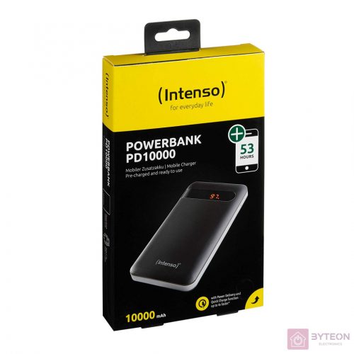 INTENSO Akkubank - 10000 mAh, USB + Type-C kimenet (5.0V - 3A) Fekete