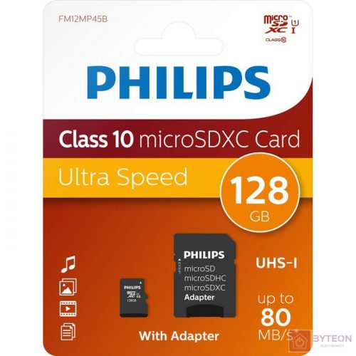 Philips FM12MP45B/00 memóriakártya 128 GB MicroSDXC Class 10 UHS-I