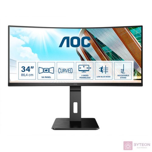 AOC P2 CU34P2A LED display 86,4 cm (34") 3440 x 1440 pixelek Quad HD Fekete