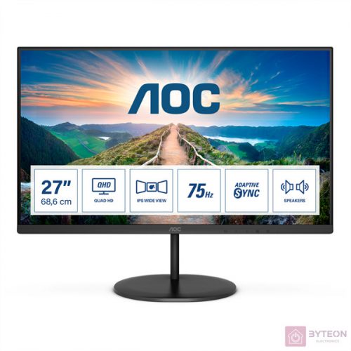 AOC V4 Q27V4EA LED display 68,6 cm (27") 2560 x 1440 pixelek 2K Ultra HD Fekete