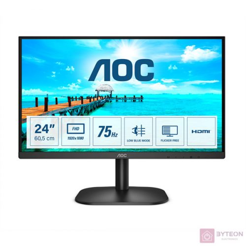 AOC B2 24B2XHM2 számítógép monitor 60,5 cm (23.8") 1920 x 1080 pixelek Full HD LCD Fekete