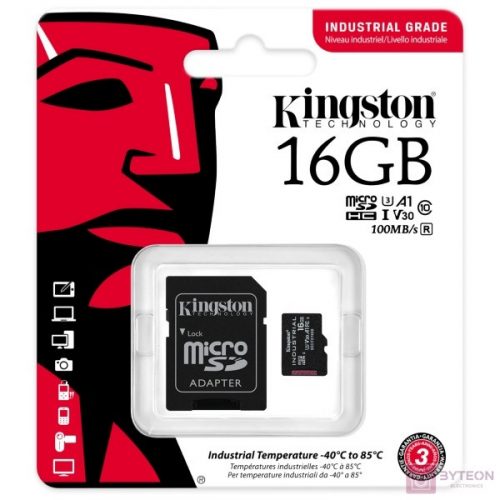 Kingston Technology Industrial memóriakártya 16 GB MicroSDHC UHS-I Class 10