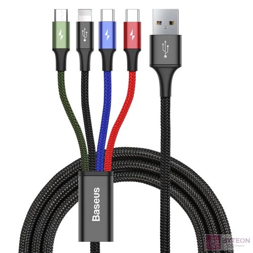 Baseus Fast 4 az 1-ben USB-kábel 2xUSB-C / Lightning / Micro 3,5A 1,2 m (fekete)