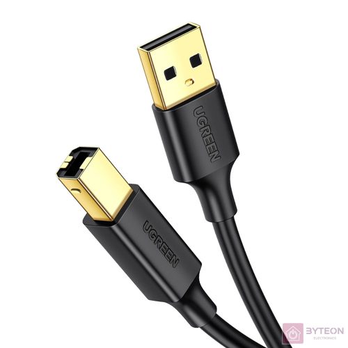 UGREEN US135 USB 2.0 AB nyomtatókábel, aranyozott, 1 m (fekete)