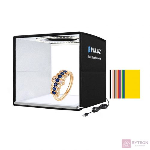 Puluz PKT3101B fénysátor 25cm + LED szőnyeg